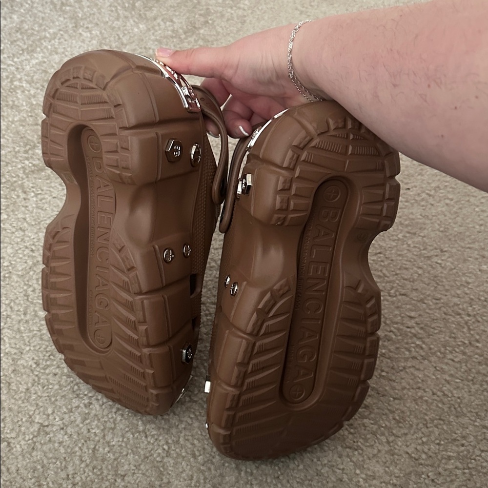 Brown Platform Clogs with Silver Accents - Picture 5 of 5